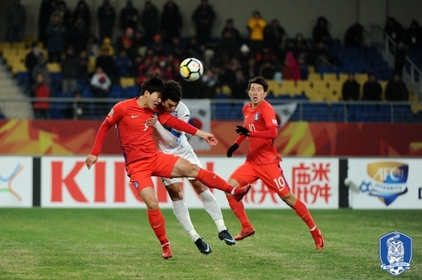 23일 중국 장쑤성 쿤산스포츠센터에서 열린 아시아축구연맹(AFC) U-23 챔피언십 한국와 우즈베키스탄의 준결승전. (출처: 대한축구연맹 홈페이지) ⓒ천지일보(뉴스천지) 2018.1.23