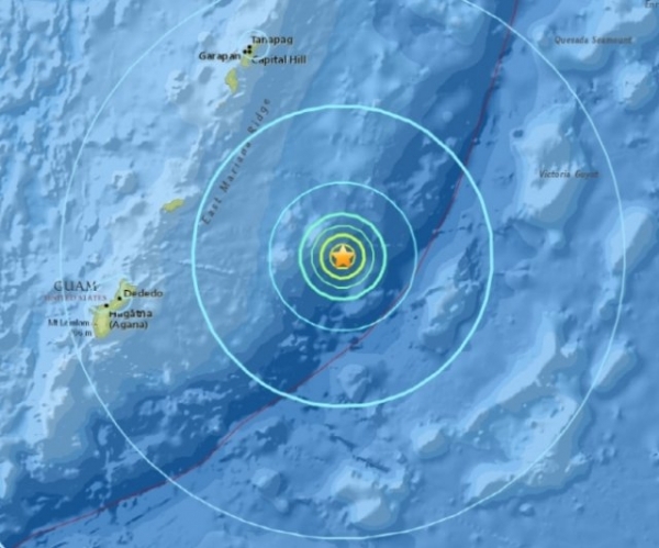 미국 지질조사국(USGS) 미국령 괌에서 규모 6.0의 지진이 발생했다고 전했다. (출처: USGS)