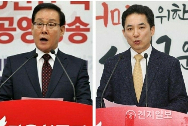 이종혁 전 최고위원(윈쪽)과 박민식 전 의원. ⓒ천지일보(뉴스천지) 2018.3.19