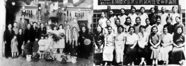1927년 연미당·엄항섭 결혼식 모습(왼쪽)과 한국혁명여성동맹 창립기념 모습(1940. 6. 17) (제공: 천안 독립기념관)ⓒ천지일보(뉴스천지) 2018.7.3