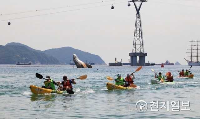 지난해 열린 바다카약경기. (제공: 부산 서구청) ⓒ천지일보(뉴스천지) 2018.7.17