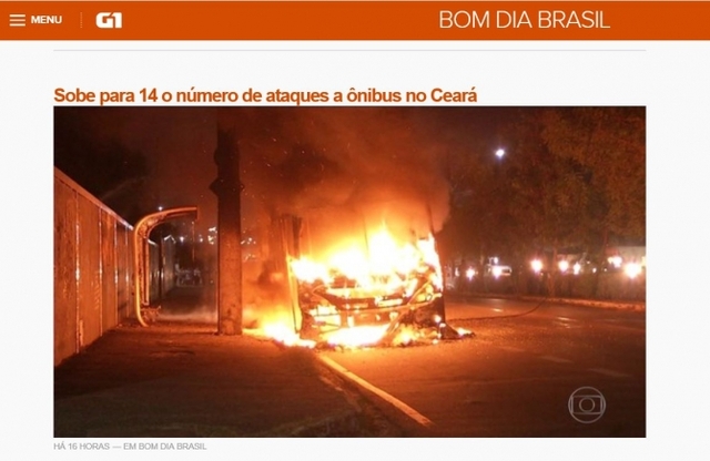 브라질 북동부와 북부 지역에서 범죄조직의 소행으로 보이는 폭동이 잇따르고 있다. (출처: Bom Dia Brasil 홈페이지 캡처)