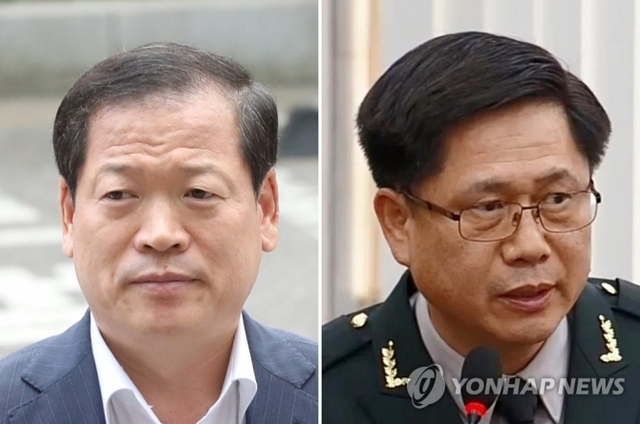 국군기무사령부의 소강원 참모장(왼쪽)과 기우진 5처장(오른쪽). (출처: 연합뉴스)