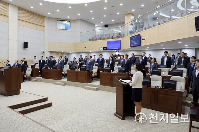 세종시의회 제51회 제1차 정례회가 8월 28일 본회의장에서 열렸다. (제공: 세종시의회) ⓒ천지일보 2018.8.29