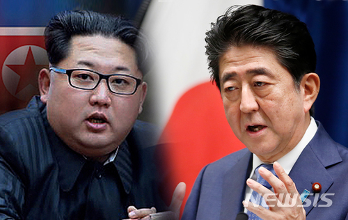 김정은 북한 국무위원장(왼쪽)과 아베 신조 일본 총리. (출처: 뉴시스)