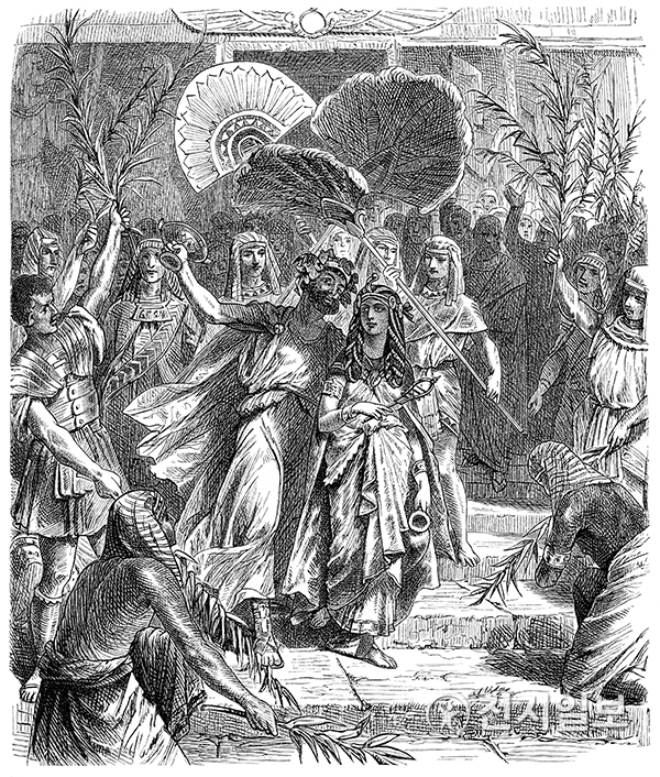 안토니우스는 클레오파트라와 결혼하여 세 명의 아이를 낳았고, 사랑의 노예가 되었다. Cleopatra and triumvir Mark Antonius as Isis and Osiris illustration 1880 (사진: 게티이미지뱅크) ⓒ천지일보 2018.10.3