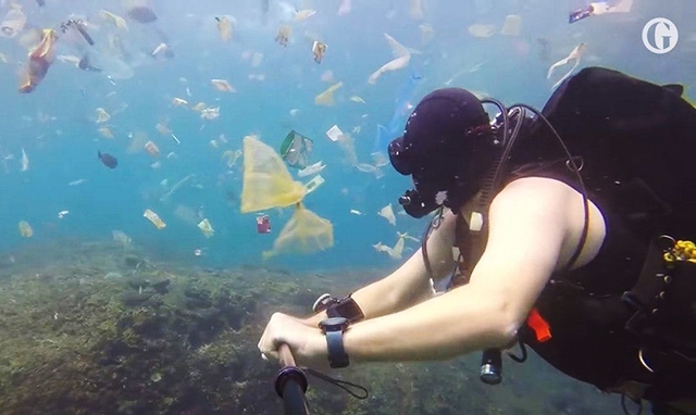 영국의 스킨스쿠버 전문가 ‘리치 아너’가 촬영한 인도네시아 발리섬 바닷속 실태. (출처: 리치 아너 유튜브 영상 캡처)