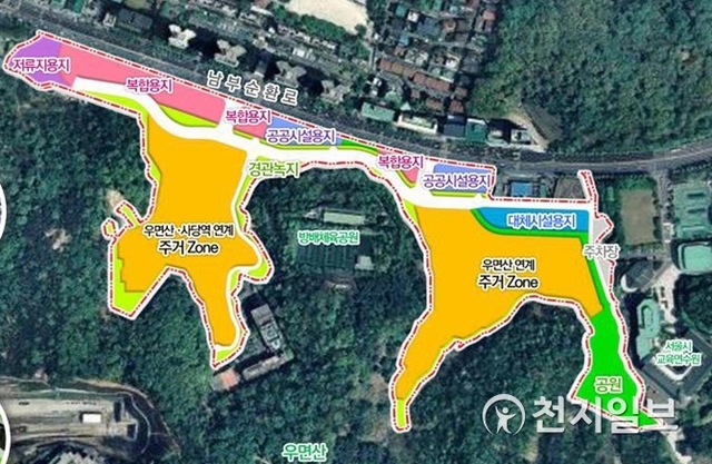 서울 서초구 성뒤마을 위치 및 토지이용 계획도 (제공: 서울시)