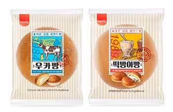 80년대 히트제품 ‘우카빵’과 ‘떡방아빵’. (제공: SPC삼립) ⓒ천지일보 2019.2.12