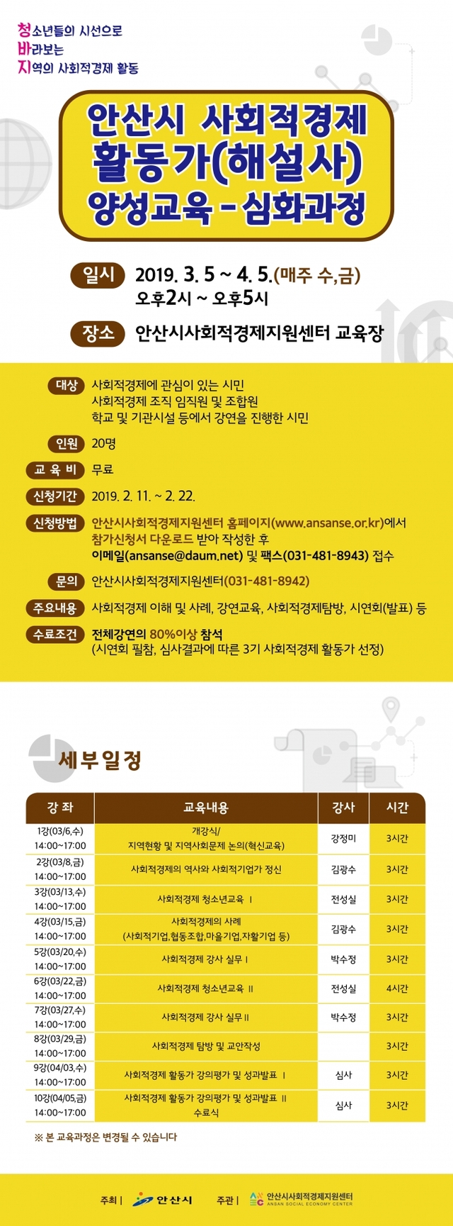 활동가양성교육 웹자보. (제공: 안산시사회적경제지원센터) ⓒ천지일보 2019.2.18