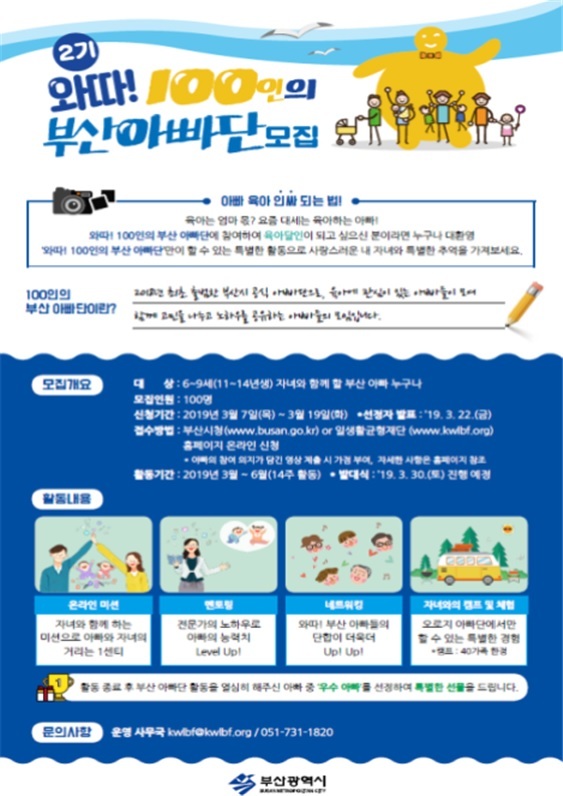 ‘100인의 부산 아빠단’ 2기모집 리플릿. (제공: 부산시) ⓒ천지일보 2019.2.28