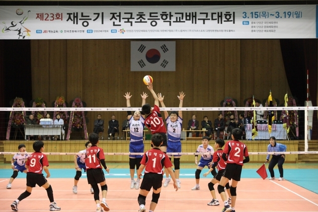 2018 제23회 재능기 전국초등학교배구대회 경기 모습. (제공: 재능교육)