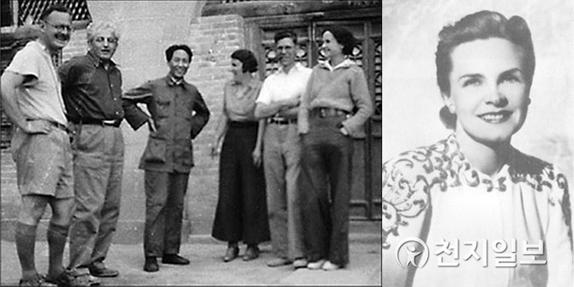 마오쩌둥과 함께 있는 헬렌 포스터 스노우(오른쪽 끝), 님 웨일즈라는 필명의 헬렌 포스더 스노우 ⓒ천지일보 2019.4.19