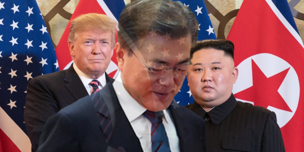 왼쪽부터 도널드 트럼프 미 대통령, 문재인 대통령, 김정은 북한 국무위원장. (출처: 연합뉴스)
