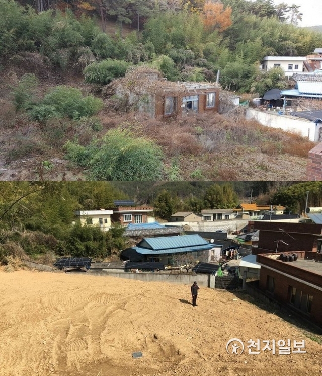 공폐가철거 전(위쪽), 후 모습. (제공: 부산경찰청) ⓒ천지일보 2019.4.22