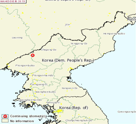 자강도 북상협동농장 발생위치 (제공: 농림축산식품부)