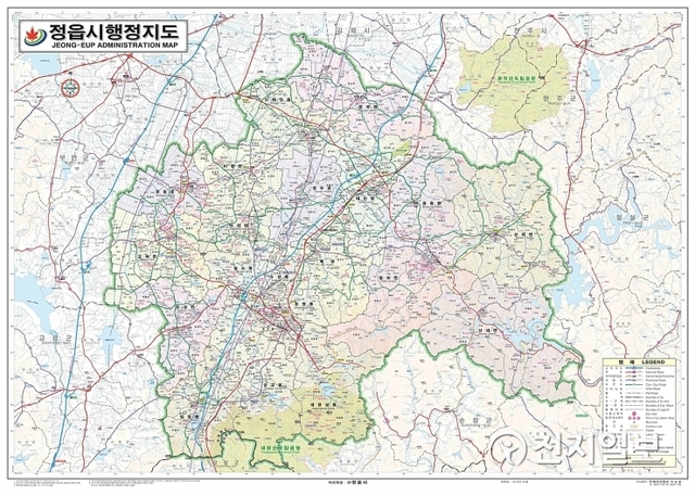 정읍시가 5만분의 1 축적으로 제작한 행정지도. (제공: 정읍시) ⓒ천지일보 2019.6.14