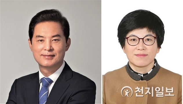 류영진 부산진을지역위원장(왼쪽)과 김경지 금정구지역위원장. ⓒ천지일보 2019.6.20