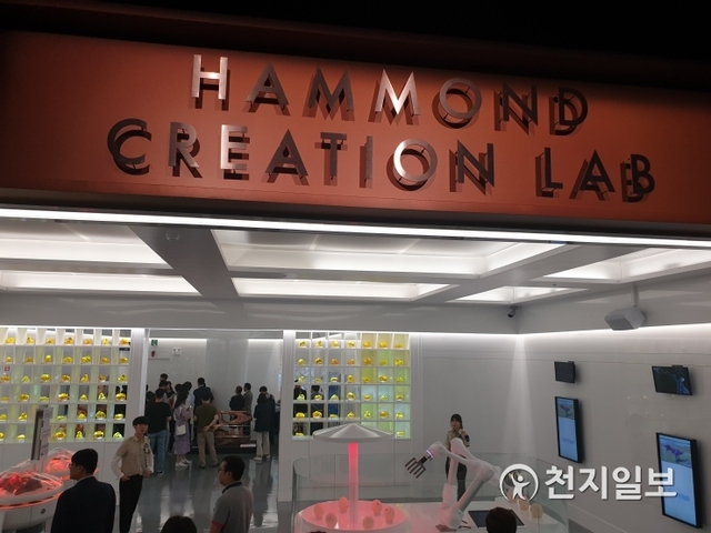 롯데백화점 김포공항점에서 28일부터 아시아 최초로 ‘쥬라기월드 특별전’이 1년간 진행된다. 티렉스 전시장소를 지나 계단을 넘어가니 영화 속 연구실 ‘해먼드 크리에이션 랩’을 재연한 장소가 나타났다. ⓒ천지일보 2019.6.27