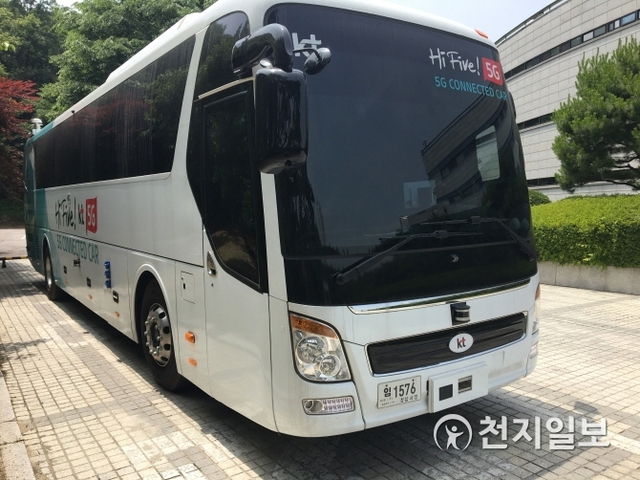 자율주행버스. (제공: 광주수영대회조직위원회) ⓒ천지일보 2019.7.18