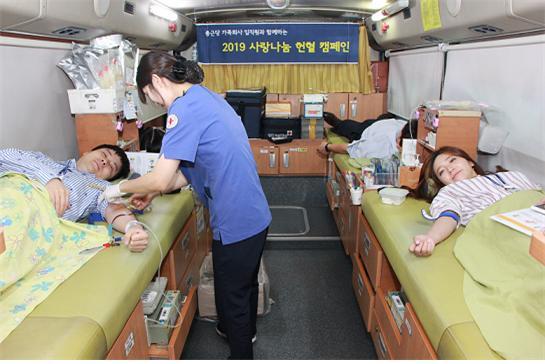 26일 종근당 본사에서 직원들이 헌혈캠페인에 참여하고 있다. (제공: 종근당) ⓒ천지일보 2019.7.29