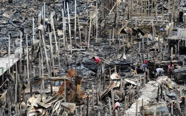 방글라데시 빈민가 대형화재로 5만명 집잃어(출처: BBC 캡처)