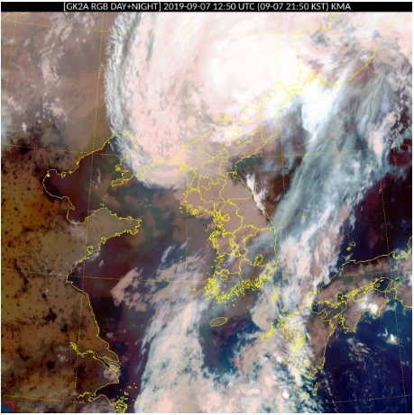 태풍 링링의 위성 사진 모습. (출처: 기상청)