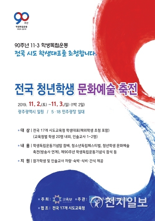 ‘전국 청년학생 문화예술 축전’ 포스터. (제공: 광주시교육청) ⓒ천지일보 2019.9.20