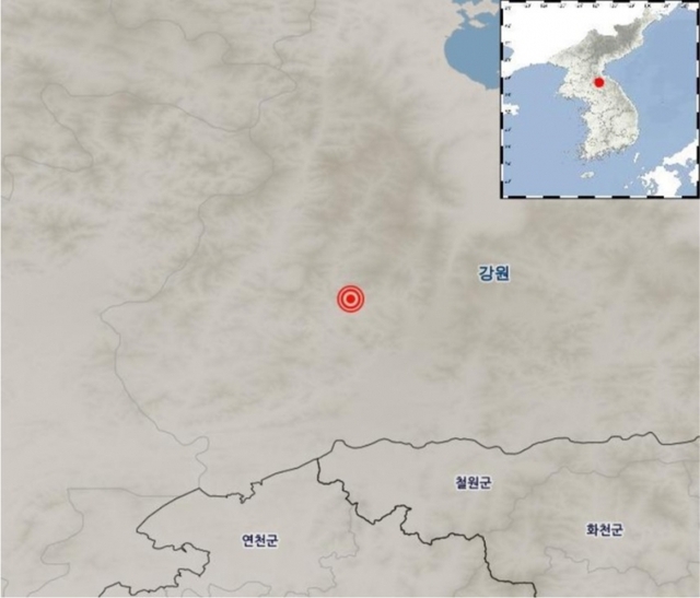21일 오후 3시11분쯤 북한 강원 평강 북북서쪽 31㎞ 지역에서 규모 3.5의 지진이 발생했다. (출처: 기상청 홈페이지 캡쳐)