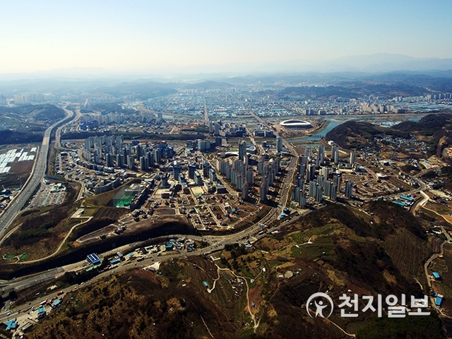 하늘에서 본 경남진주혁신도시 모습. (제공: 진주시) ⓒ천지일보 2019.11.7