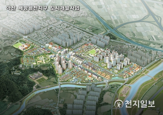 아산 월천지구 도시개발사업 예상조감도. (제공: 아산시) ⓒ천지일보 2019.11.18