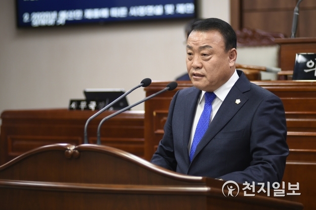 5분 발언하고 있는 최병배 의원. (제공: 순천시의회) ⓒ천지일보 2019.11.28