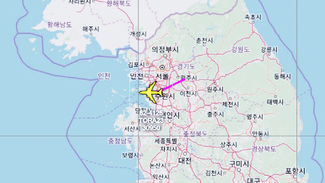 미 공군기 RC-135W(리벳 조인트) 비행 경로 (출처: 에어크래프트 스폿 트위터)2019.12.5
