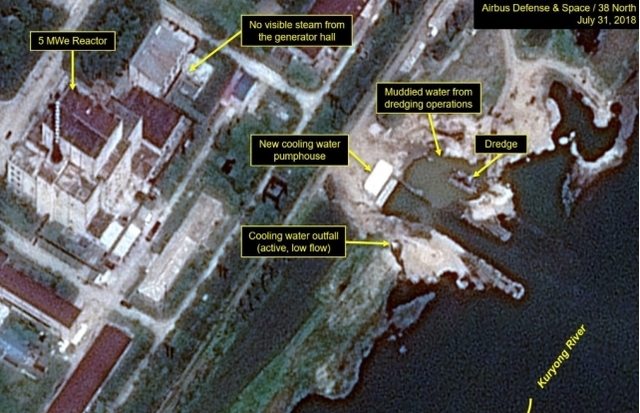 북한 영변의 핵시설 일대의 위성 사진 (출처: 38North)