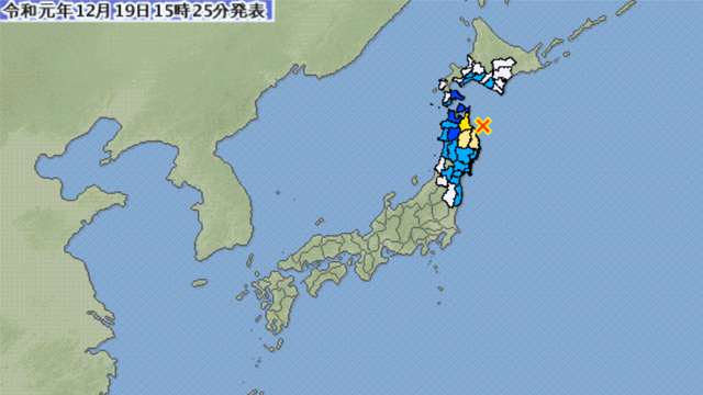 일본 혼슈 북단 아오모리현 5.5 지진(출처: 일본 NHK방송 캡처)