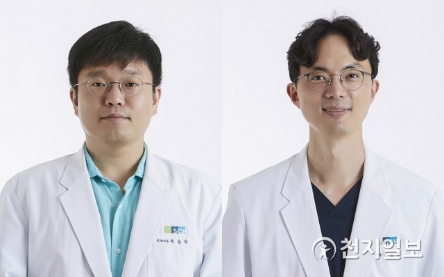 (왼쪽부터: 박삼엘·길효욱 교수. (제공: 순천향대 천안병원) ⓒ천지일보 2020.1.13