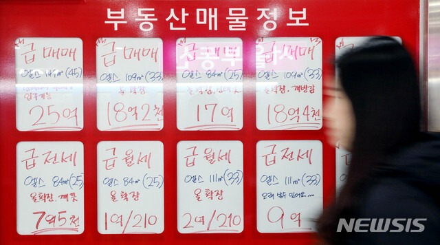 서울 시내의 한 공인중개사 사무소에 급매물을 알리는 안내문이 붙어 있다. (출처: 뉴시스)