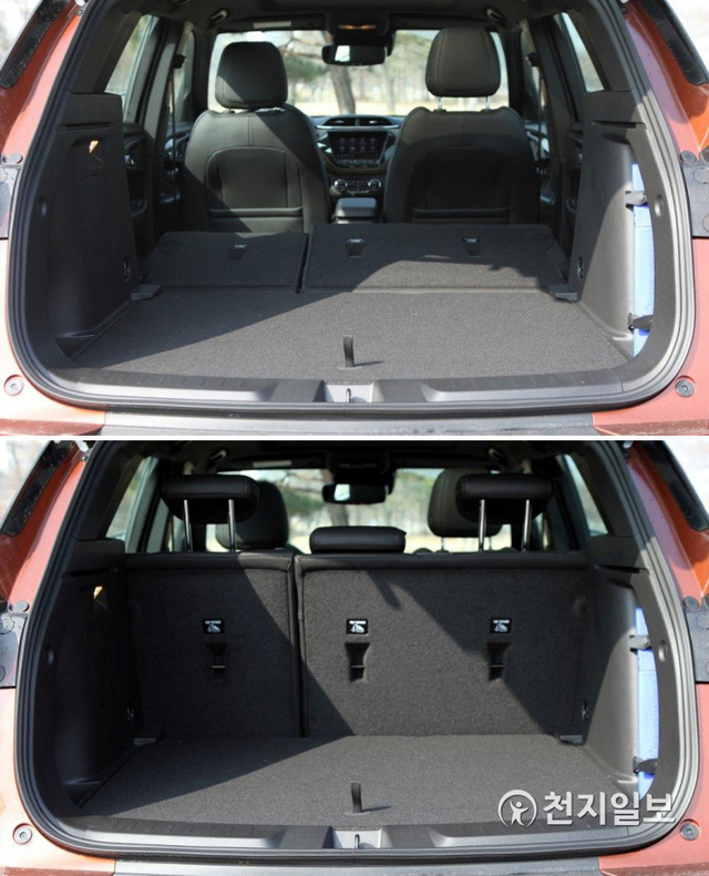 트레일블레이저의 트렁크 용량은 460ℓ다(아래). 2단 러기지 플로어를 적용해 트렁크 바닥 부분의 높낮이가 2단계로 조절되며, 2열을 접으면 최대 1470ℓ까지 확장된다. ⓒ천지일보 2020.2.23