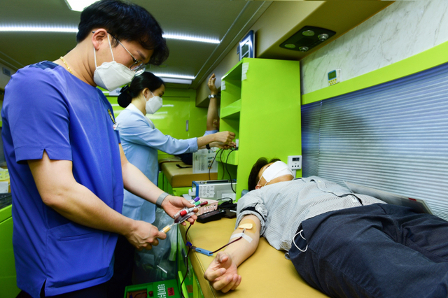 한국전력이 신종 코로나바이러스 감염증(코로나19) 위기 극복을 위해 ‘사랑나눔 헌혈 캠페인’에 동참하고 있다. (제공: 한국전력) ⓒ천지일보 2020.5.27