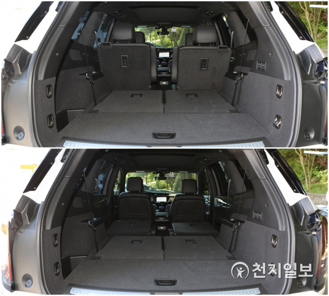 [천지일보=김정필 기자] XT6의 트렁크. 3열을 접으면 1220ℓ, 2·3열을 모두 접을 때는 2229ℓ까지 트렁크 용량이 늘어난다. ⓒ천지일보 2020.6.10