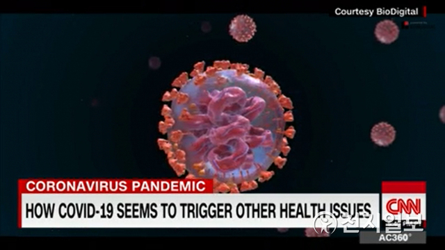 신종 코로나바이러스 감염증(코로나19)이 폐뿐만 아니라 신장, 간, 뇌 및 신경계, 피부, 위장관 등에 손상을 입힌다는 연구자료가 나왔다고 11일(현지시간) CNN방송이 보도했다. (출처: CNN 방송 캡처) ⓒ천지일보 2020.7.11