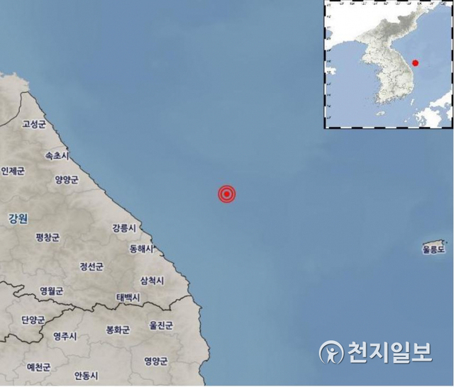 11일 오후 10시 38분 55초 강원 동해 해역에서 규모 2.7의 지진이 발생했다. (출처: 기상청) ⓒ천지일보 2020.7.11