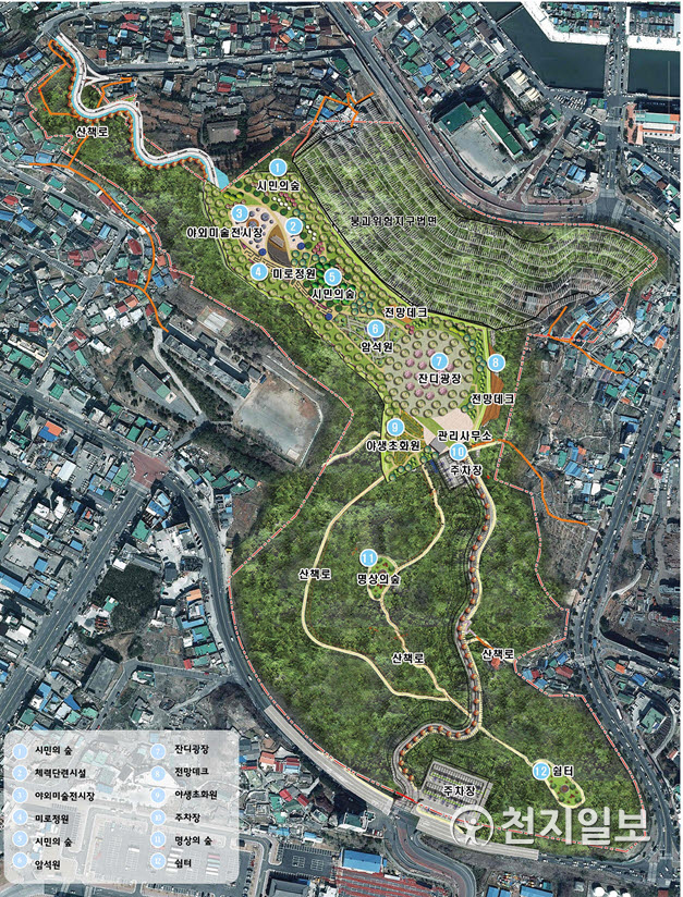 여수시 남산공원 2단계사업 계획평면도. (제공: 여수시) ⓒ천지일보 2020.7.15