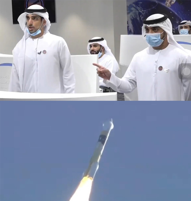 20일 오전 6시58분 일본 다네가시마 우주센터에서 아랍에미리트(UAE)의 화성탐사선 ‘아말(희망)’이 발사되고 있다. (출처: 호프 마스 미션 트위터 캡처)