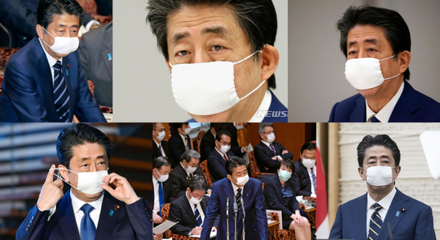 마스크를 착용한 아베 신조 일본 총리. (출처: 뉴시스)