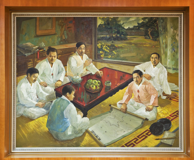 우당 이회영과 함께 6형제가 모여 망명을 의논하고 있는 그림(출처: 우당 기념관)