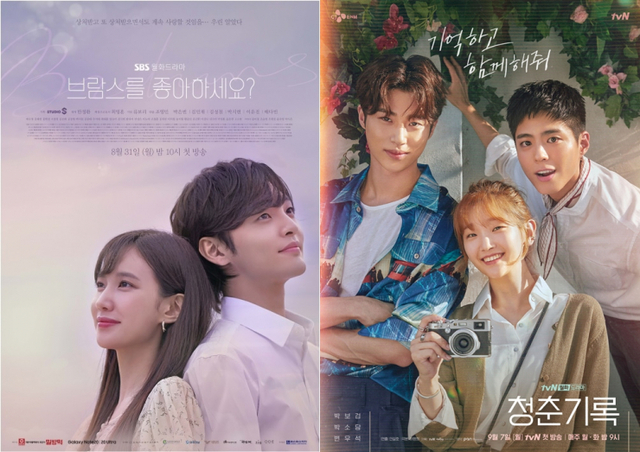 SBS 드라마 브람스를 좋아하세요?, tvN 드라마 청춘기록 포스터(출처: SBS, tvN)