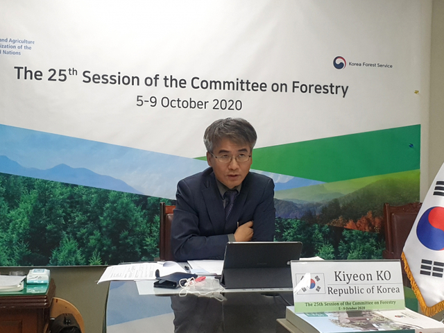 산림청 고기연 국제산림협력관(FAO COFO) 토론 장면 (제공: 산림청) ⓒ천지일보 2020.10.15