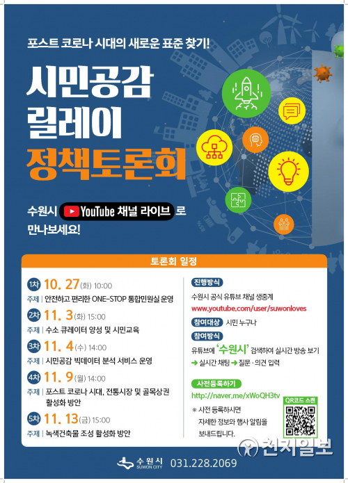 시민 공감 릴레이 정책토론회 포스터. (제공: 수원시) ⓒ천지일보 2020.10.21