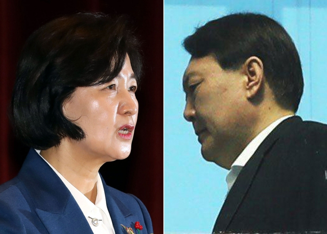 추미애(왼쪽) 법무부 장관과 윤석열 검찰총장. ⓒ천지일보 DB